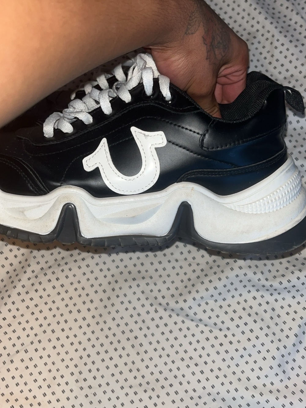 True Religion Black Sneakers with White Logo